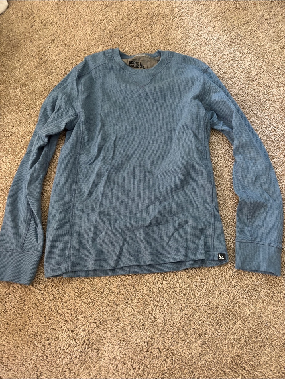 Blue waffle knit long sleeve